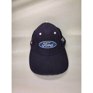 Ford Logo Hat One Size Fits All Black VelcroStrap Black With Blue Logo